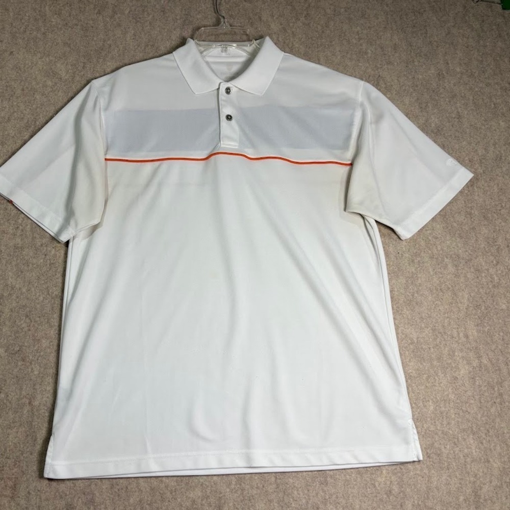 Pro Tour Polo Shirt Mens L White Polyester Golf Striped Active Classic Preppy